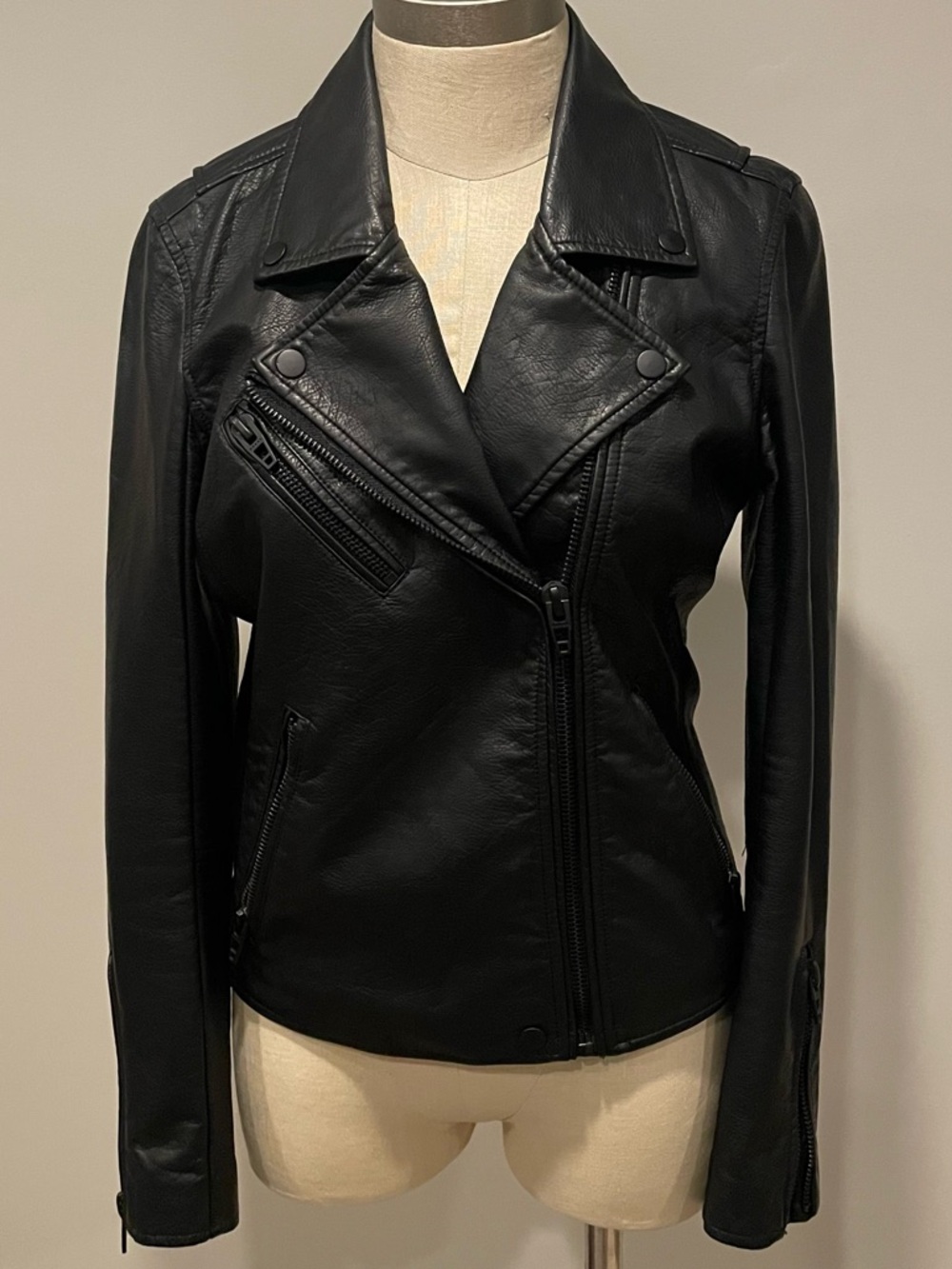 Blank NYC black leather moto jacket size S